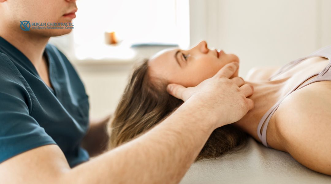 Chiropractic care on female patient neck