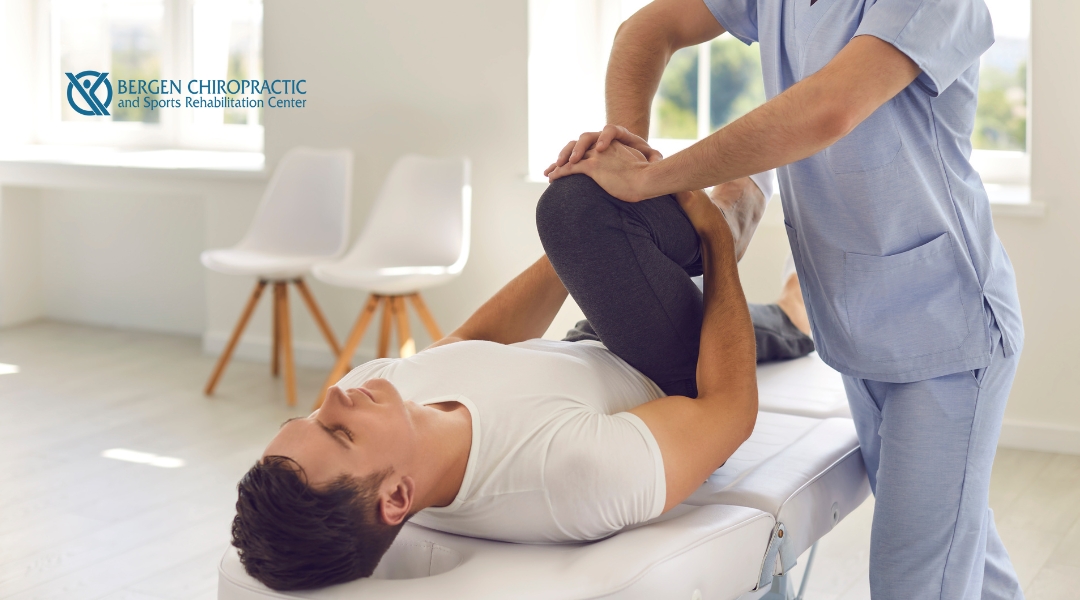 Chiropractic care on patient's knee